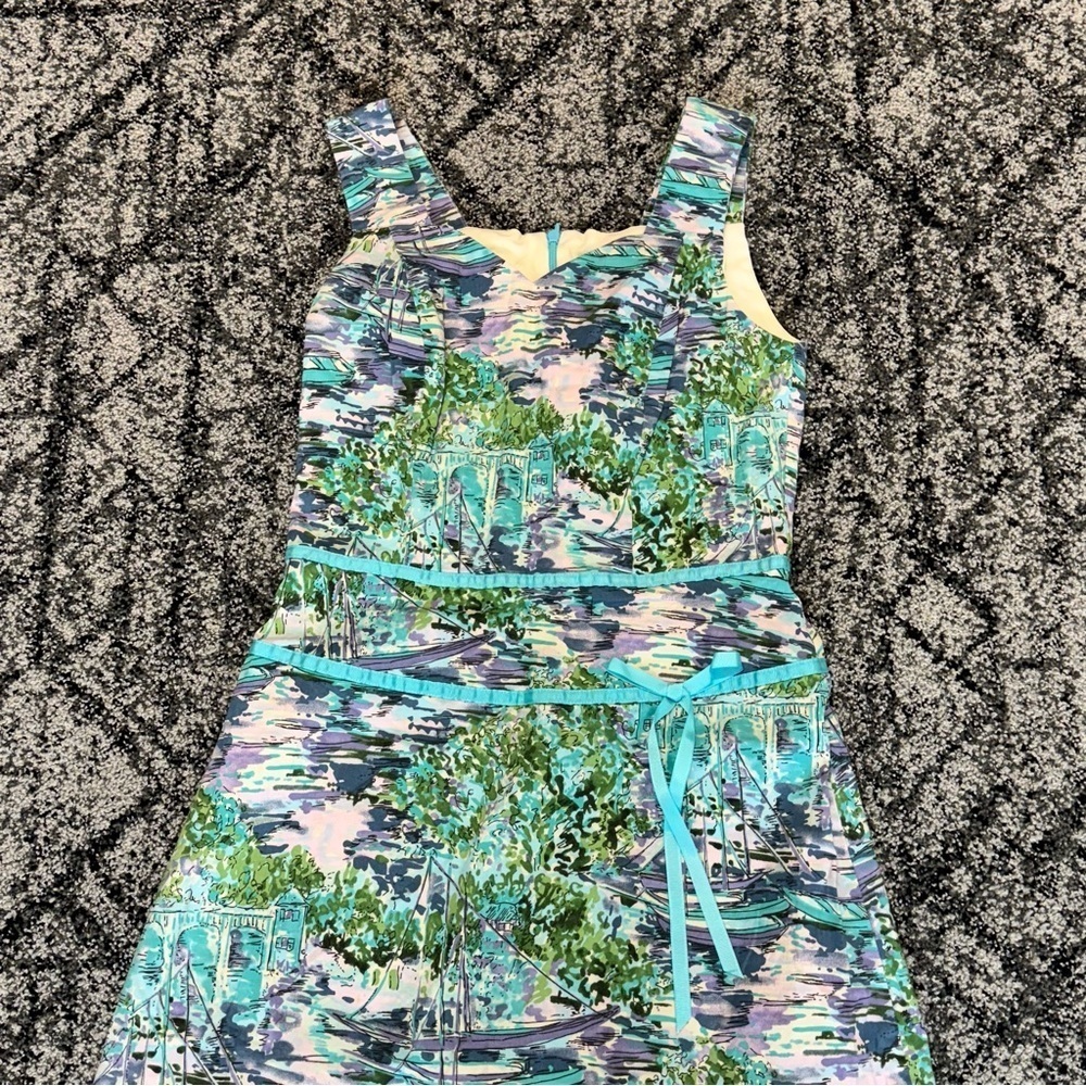 Rabbit Rabbit Rabbit Green and Blue Sleeveless Sundress - Picture 3 of 8